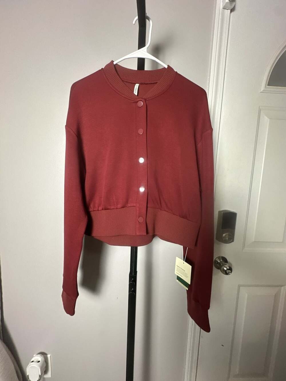 Halara Button-Front Long Sleeve Cropped Cardigan Jacket#967